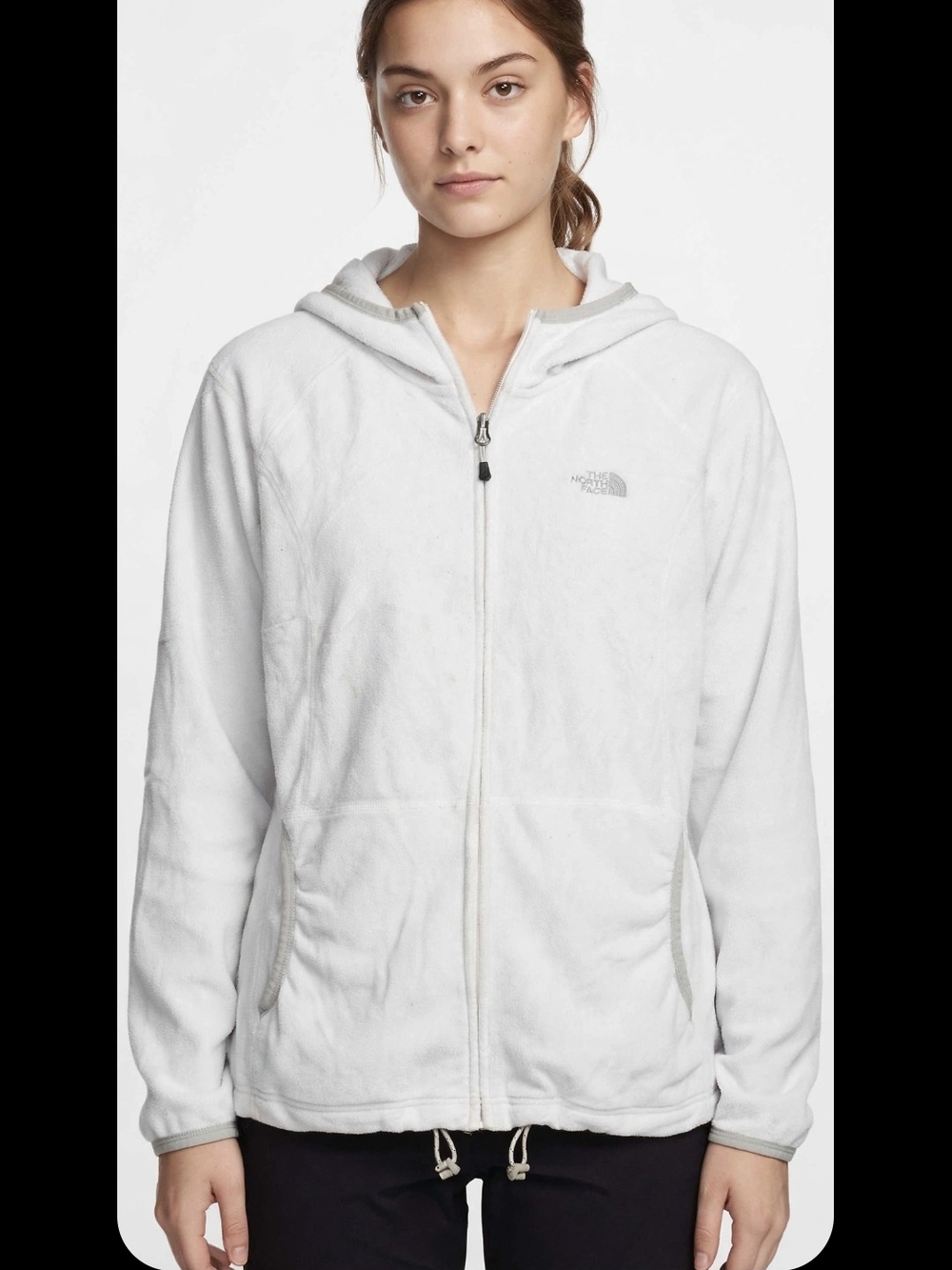 Columbia White Full-Zip Hooded Fleece Jacket